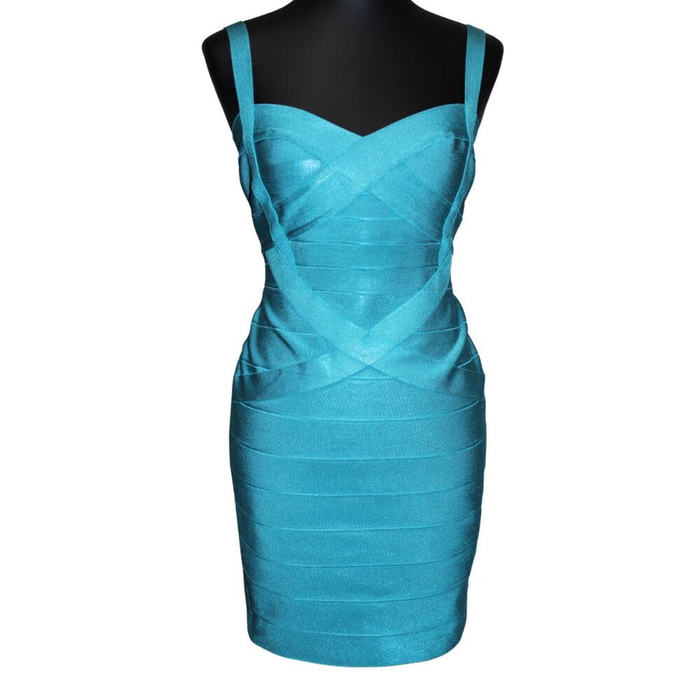 Teal Bandage Bodycon Sweetheart Cocktail Mini Dress Size M